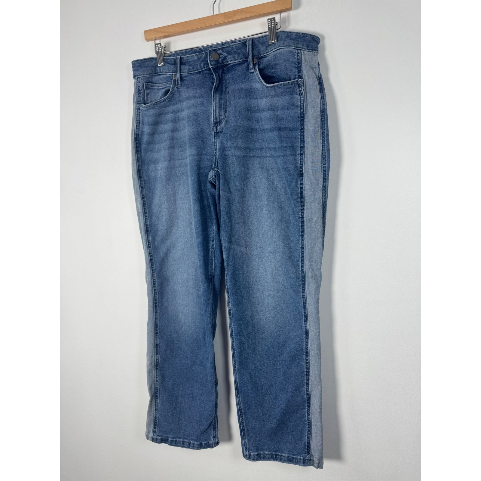 Tuxedo Stripe Simply Vera Vera Wang Womens 14s Straight Jeans Blue Two Tone Side
